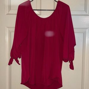 red off shoulder top